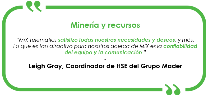 Spanish testimonial for MiX by Powerfleet' services in mining.